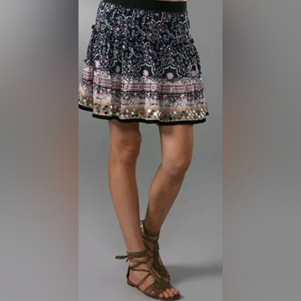 Free People | Embellished Boho Tiered Mini Skirt